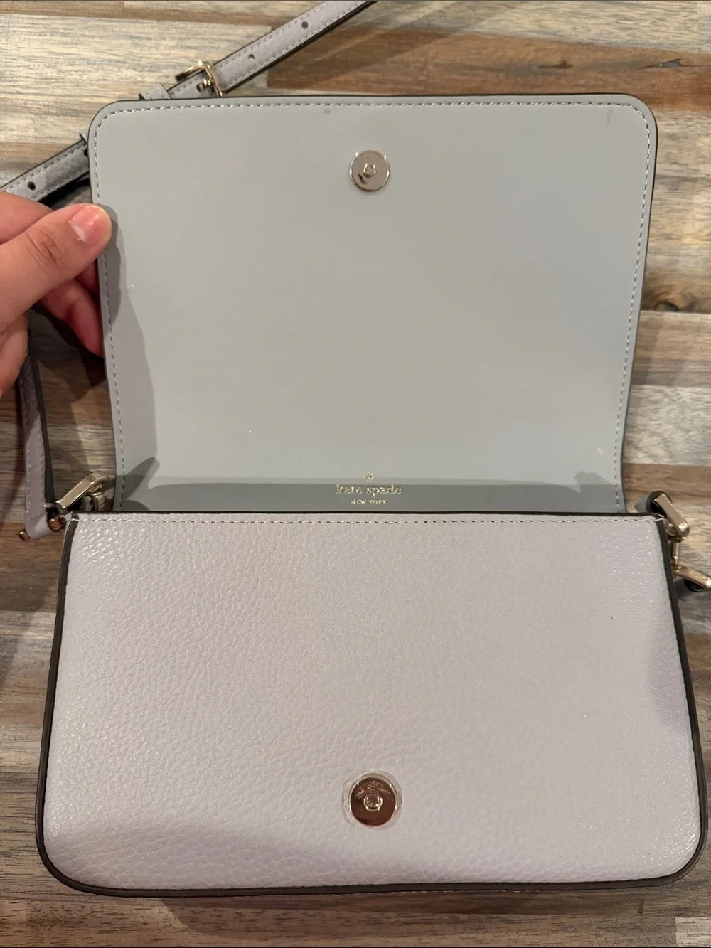 kate spade Two-Tone Pebbled Leather Crossbody - Gray & Cream